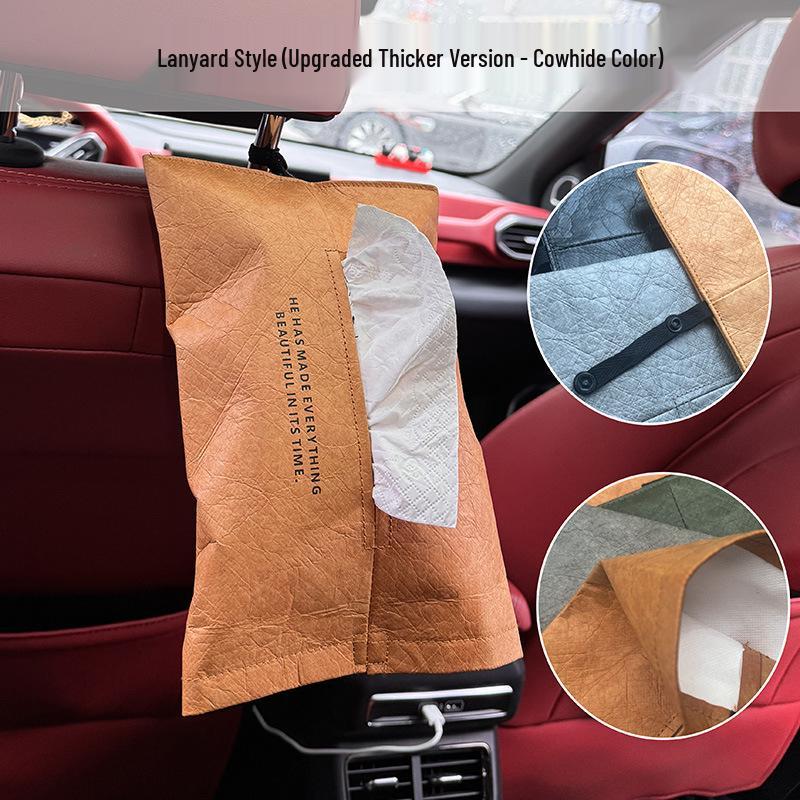 Wall-Mounted Luxury Car Tissue Box: Waterproof, Pull-Out Design, DuPont Paper, Customizable High-End Feel