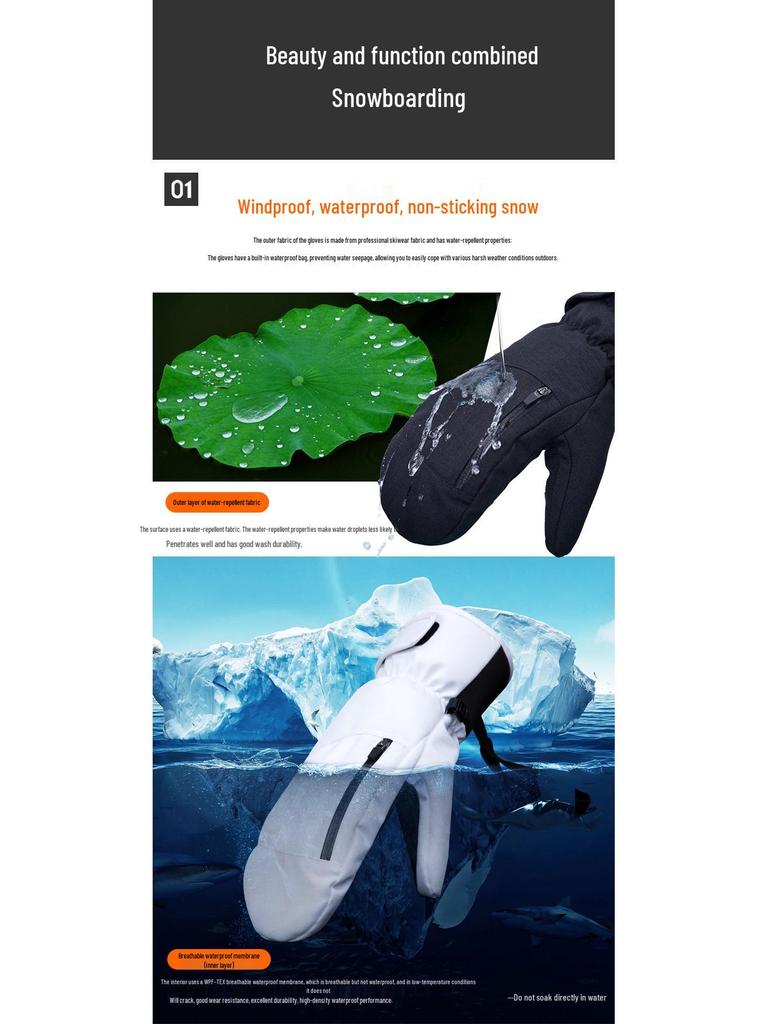Wasserdichte winddichte Skihandschuhe für Damen und Herren: Warme Winterhandschuhe für Erwachsene