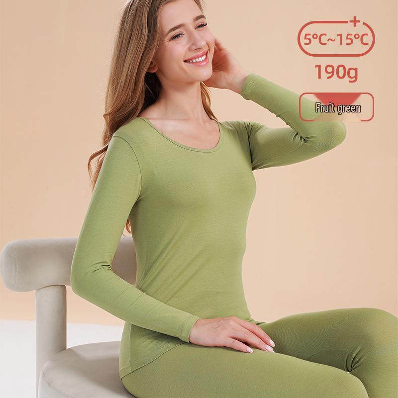 Unisex Slim Fit Cotton Round Neck Warm Underwear Set - Plus Size, Autumn/Winter