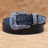 Men's Retro Genuine Cowhide Leather Belt, Heavy-Duty, Embossed Design