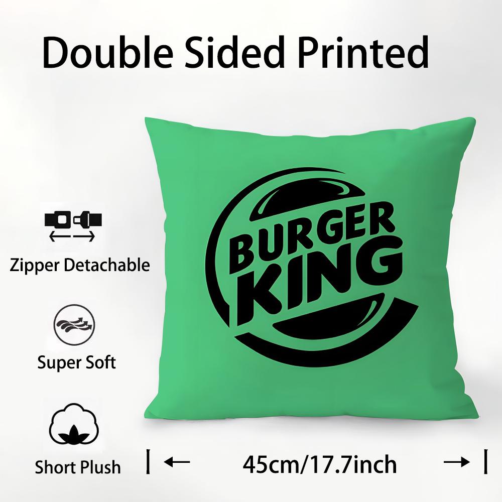 

Brand H-Hun Burger King Pillow Case Plush Fabric Soft Double Sided Print Sofa Cushion Cover Throw Pillow Covers 12x12Inch