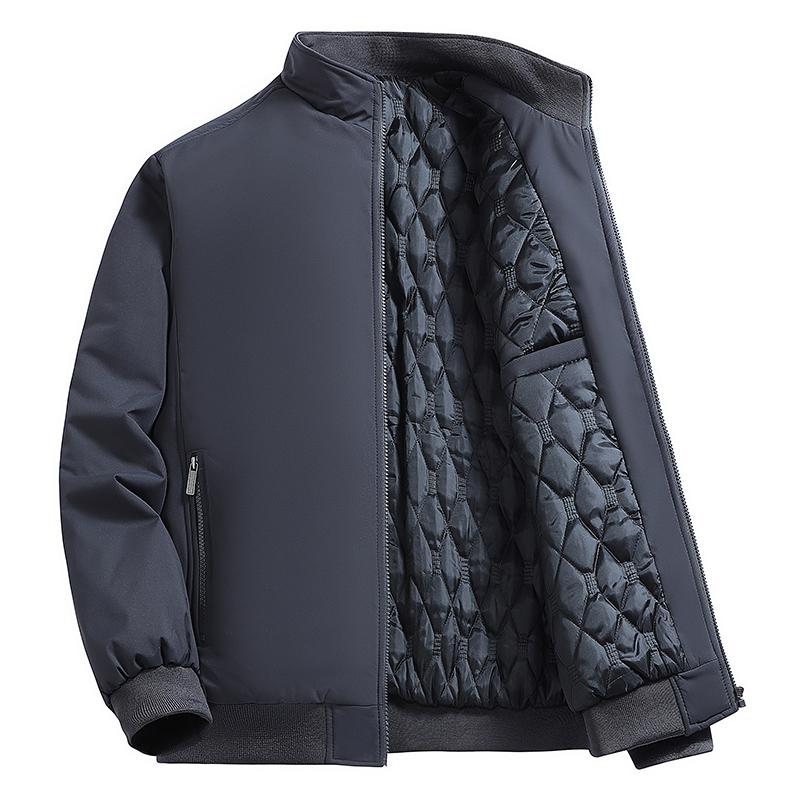 Chaqueta para mediana edad y ancianos, Chaqueta para hombre, Gruesa cálida con cuello alto, Chaqueta de algodón casual grande, Chaqueta de algodón cálida de terciopelo para invierno