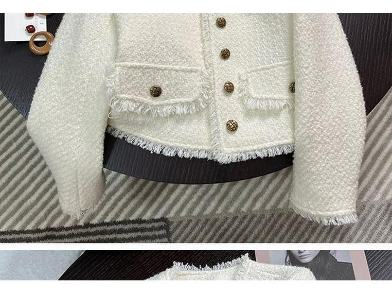 Women's French Style Short White Jacket - Spring/Autumn Collection