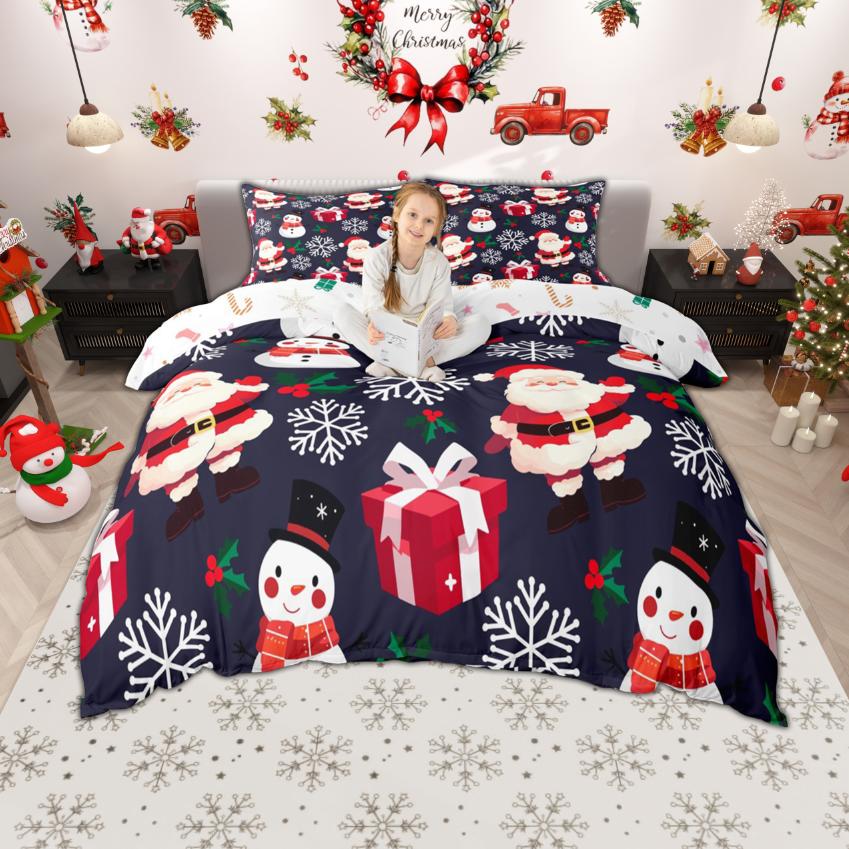 Comforter Homewish Cute Santa Claus For Kids Merry Xmas Christmas Bedding Set Winter Snowflakes Comforter Set