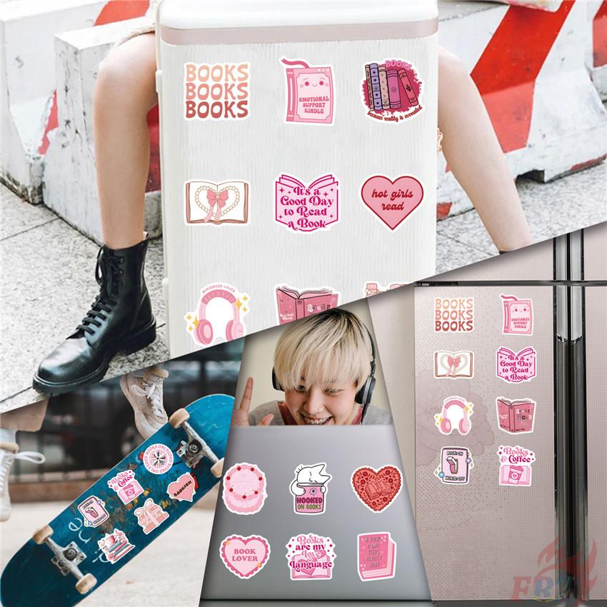 60Pcs/Set Pink Babe Reading Books Art Series 03 Stickers Waterproof DIY Fashion Doodle Decals Stickers