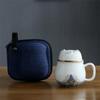 Hi Ceramic Teacup with Infuser and Lid Portable Travel Coffee Cup with Filter and Bag 320ML