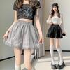 Women's High Waist A-line White Floral Skort - Summer Slimming Petite Mesh Design