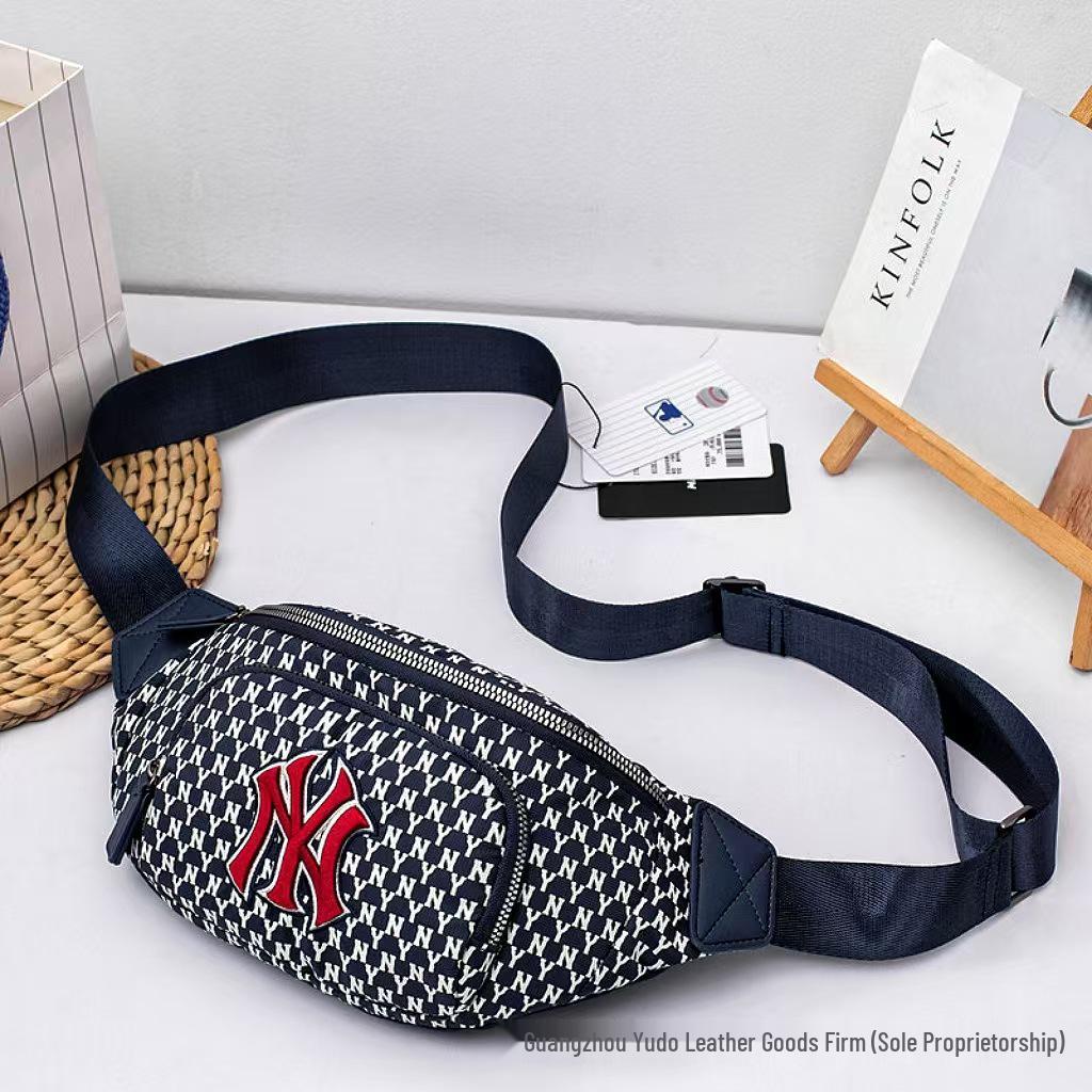 

Korean MLB NY Embroidered Monogram Crossbody: Vintage Sporty Chest Bag/Fanny Pack