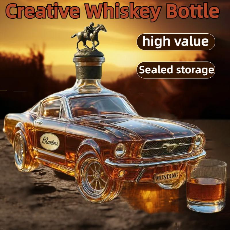 Hot Selling Creative New Design Transparent Car Shaped Glass Whiskey Vodka Empty Bottle Mustang Whiskey Police Car Bottle