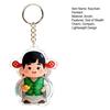 Keychain Pendant God of Wealth Charm Acrylic Double-Sided Clear National Keychain Lucky Yuanbao Decoration