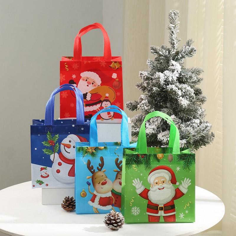 Christmas Nonwoven Gift Tote Bag Reusable Holiday Carrier With Handle Presents Decorations