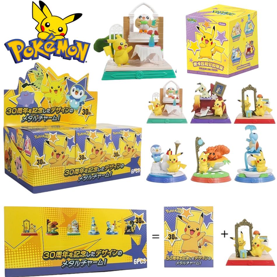 6-Style Anime 30Th Anniversary Pok  Mon Commemorative Edition Action Figurine Pikachu And Its Friends  Model Doll Plaything Gi
