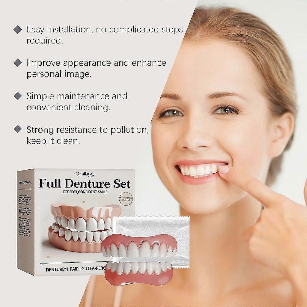 1Box Advanced Customized Full Denture Set, Silicone Reline for Comfort & Natural Smile