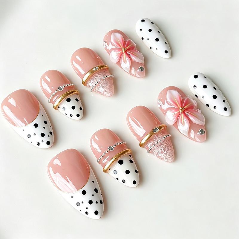 Summer European American 3D Strawberry Cherry Almond Nail Art Gel Tips