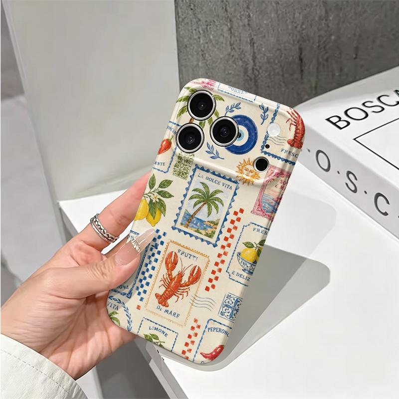 Limoncello Citrus Lemons Stamp Pattern Art Film Aesthetic Protective Shockproof Bumper Case Cover For iPhone 14 15 16 17 Pro Max Plus