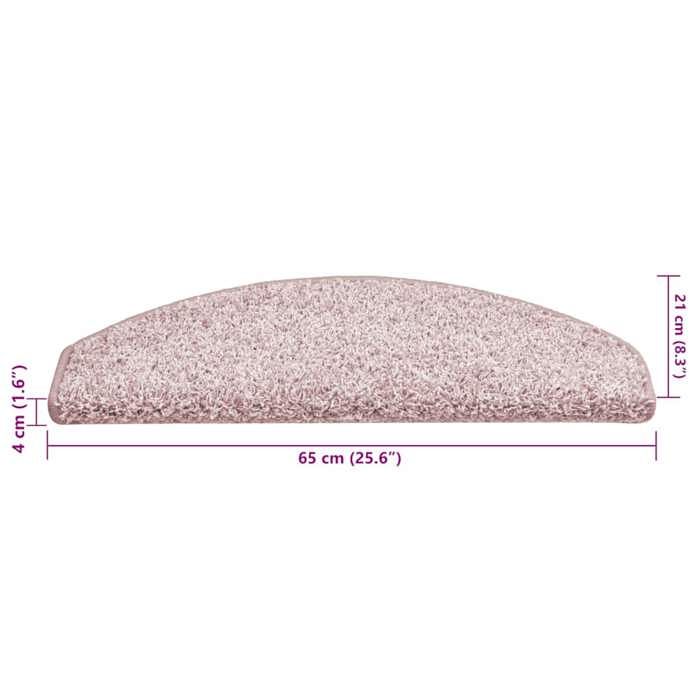 VidaXL Tapis d'escalier 15 pièces 65 x 21 x 4 cm Rose clair Demi-rond Grand 322377