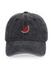 Retro Washed Black Baseball Cap, Printed Watermelon Slice Logo - Unisex's and Women's Universal Curved Cap, Suitable for Outdoor, T