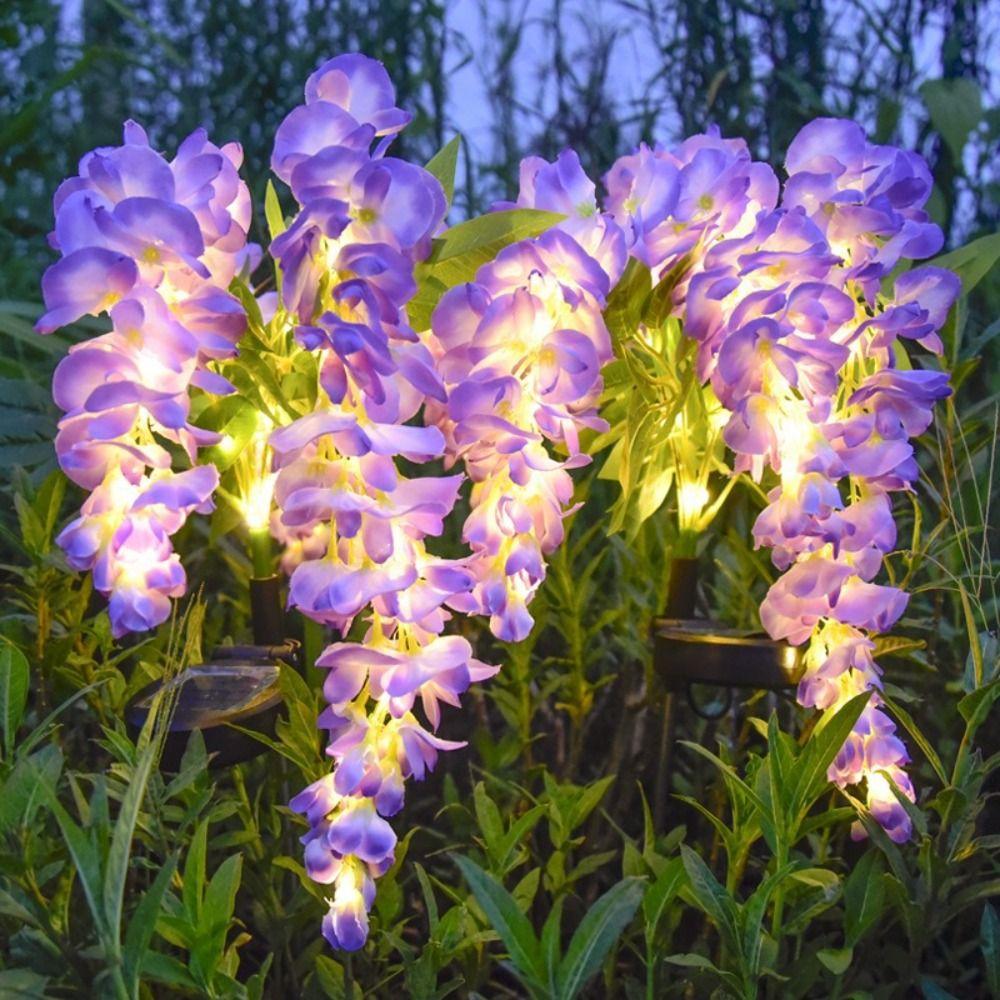 Creative Garden Floor Lamp Realistic Landscape Lawn Lamp Solar Wisteria Flower Lamp  House
