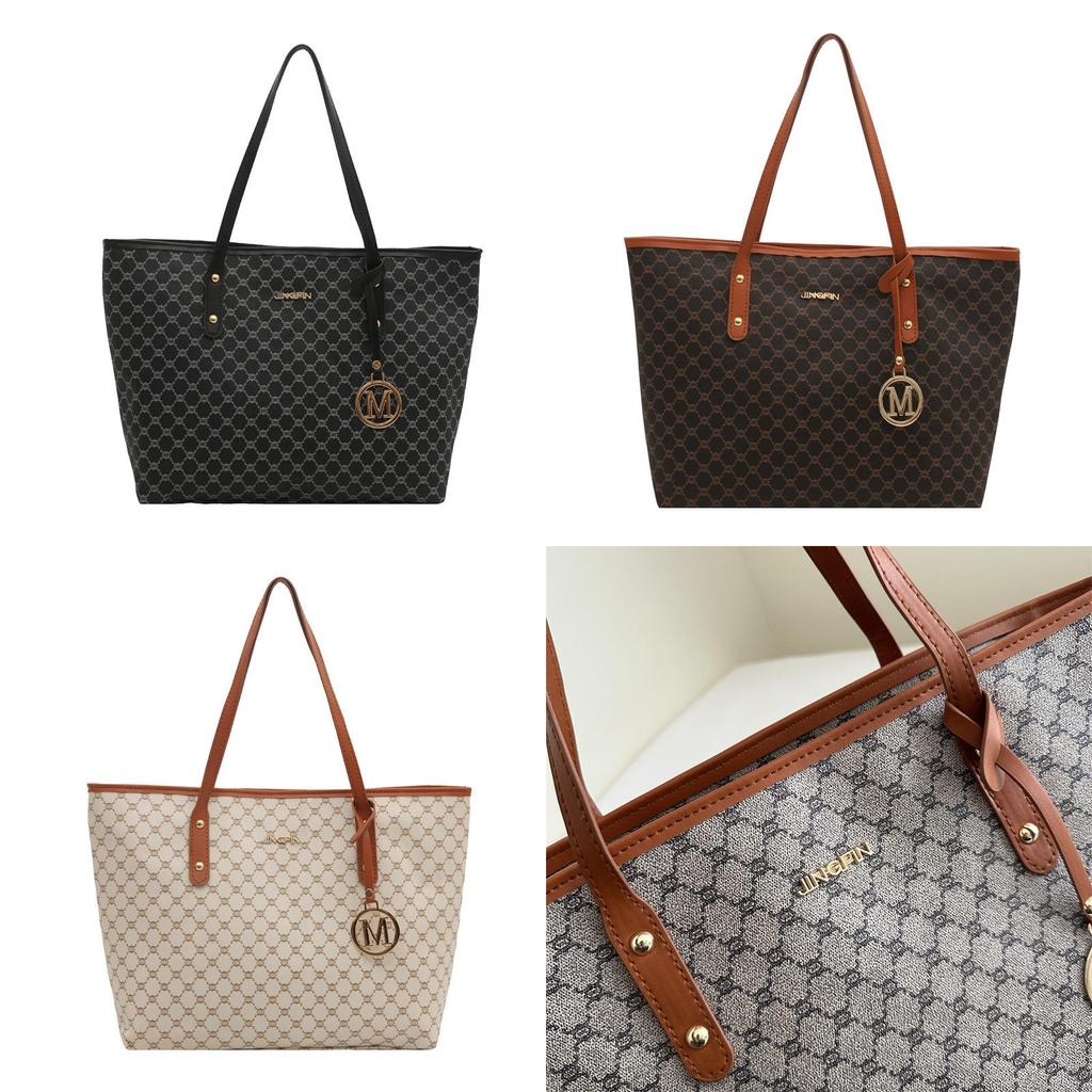 Large Capacity Tote Bag For Women With Pu Material And Checkered Pattern For Daily Use