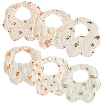 Baby Drool Set of Boys and Petal Gauze for Feeding Ages for Nursery Baby Shower Gift [GoUseGo] Bibs, Bibs, 6, Girls, Design, 6-Layer Fabric, Babies,