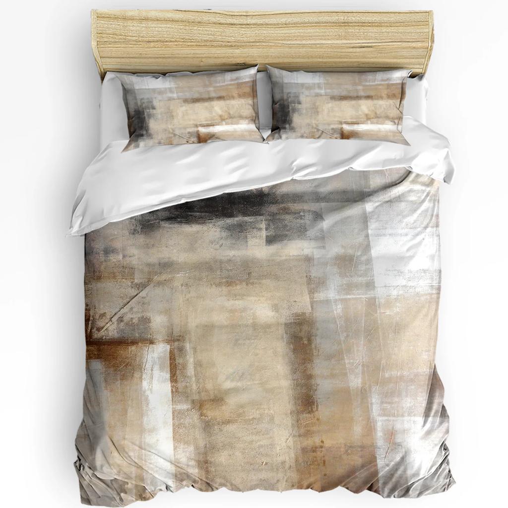 Nordic Retro Medieval Geometric Abstract Color 3pcs Bedding Set For Double Bed Home Textile Duvet Cover Quilt Cover Pillowcase