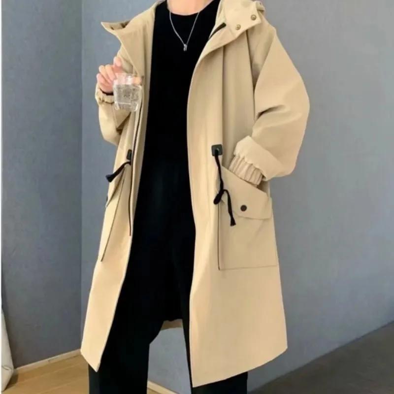 Giacca a vento da uomo primavera e autunno media lunghezza da uomo autunno da uomo casual cappotto lungo