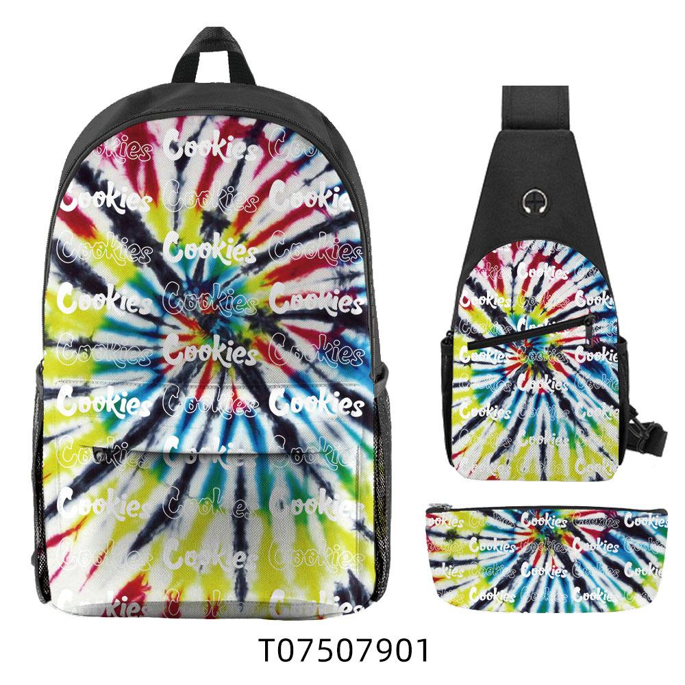 Cook Backpack Student School Bag Lightweight Polyester Backpack Three-Piece Set