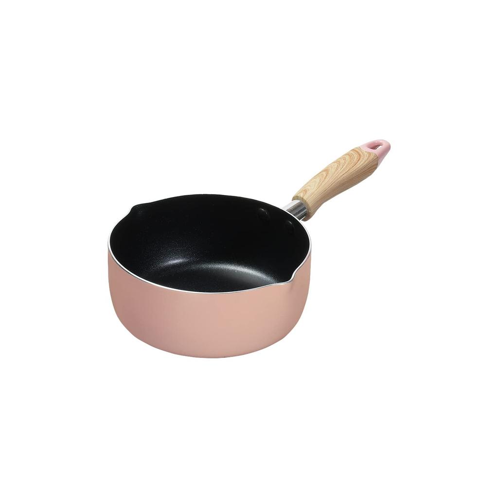 Pearl Metal 18cm Yukihira Pot, IH Compatible, All Heat Source Compatible, Non-stick Coating, Pink, Natural Cook Pure HB-6659
