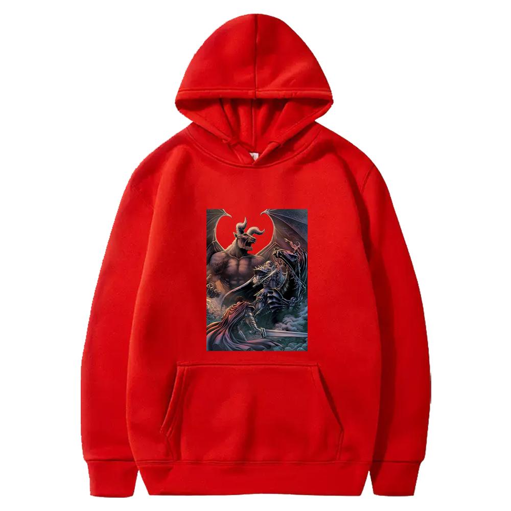 Harajuku Anime Berserk Hoodie Guts Print Sweatshirt Men Women Clothing Long Sleeve Fleece Loose Hooded Male Casual Streetwear