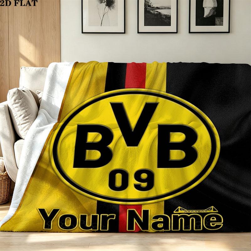 1PC Borussia Custom Name Patterned Flannel Blanket Suitable For All Seasons for Home Decor Warmth and Comfort Gifts Holiday Present