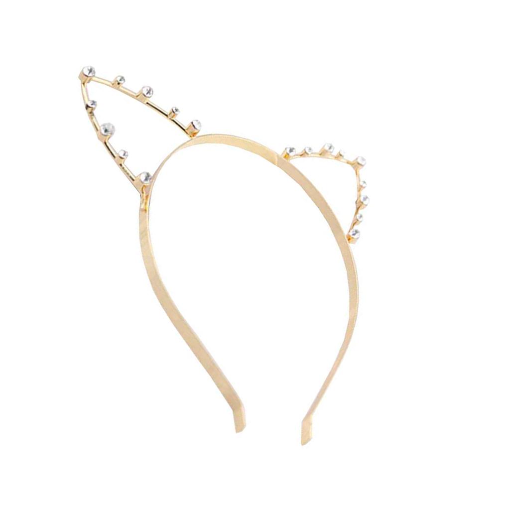 Alloy Cat Ear Headband Pearl Rinestone Hairband Headwear Costume Fancy Party