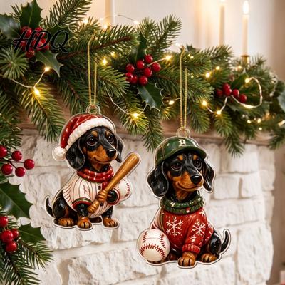 Ciondolo Appeso Animale Carino 2026 Calendario dell'Avvento Bassotto 24 Giorni Acrilico Figure Cane Baseball Decorazioni Conto alla Rovescia di Natale Collezionabile