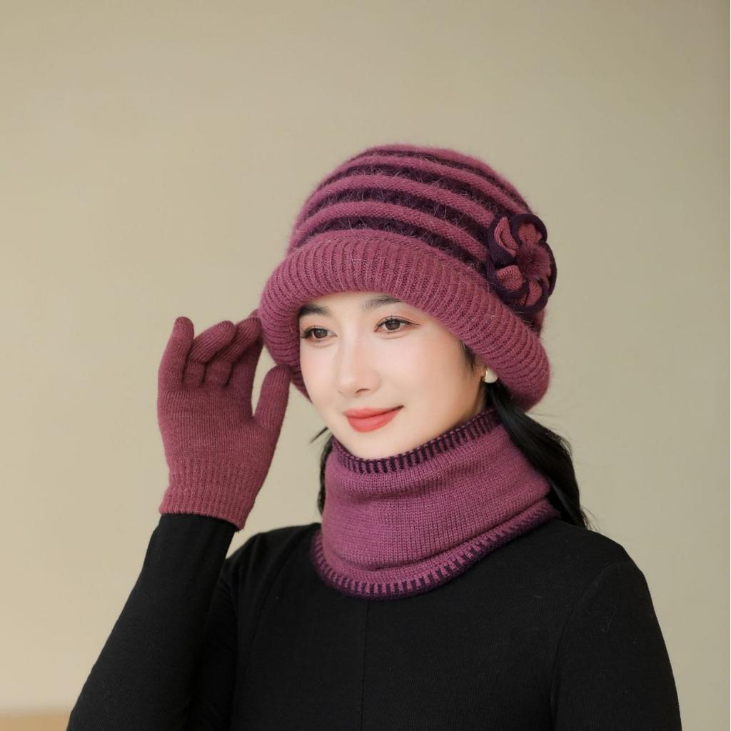 Mom Hat Girl Winter People Autumn and Winter Old Man Grandma Fashionable Old Lady Warm Knitted Wool Hat
