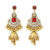 Indian-Style Long Earrings with Rhinestones, Beads, Bells, and Tassels