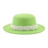 Top Hat Short Brim Hepburn Style British Style Small Round Tibetan High-end Jazz Hat Versatile Flat Top Felt Hat Pearl Premium New