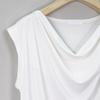 Sommer Casual Ensfarget Cowl Neck Tank Klassisk Passform Ermeløs T-skjorte for Kvinner Basis Tank Kvinners Pendler Mote Tank Bomullstopper T-skjorter