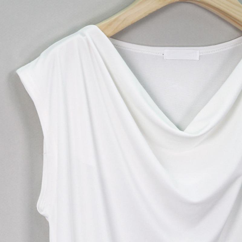 Sommer Casual Ensfarget Cowl Neck Tank Klassisk Passform Ermeløs T-skjorte for Kvinner Basis Tank Kvinners Pendler Mote Tank Bomullstopper T-skjorter