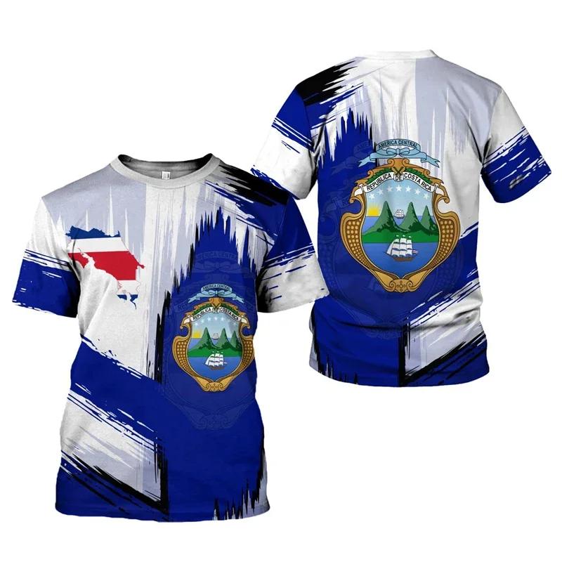 2024 New Costa Rica Flag Graphic 3D Print T-shirt Costa Rica National Emblem Men's Tops  National Day Gifts Personalized Tee
