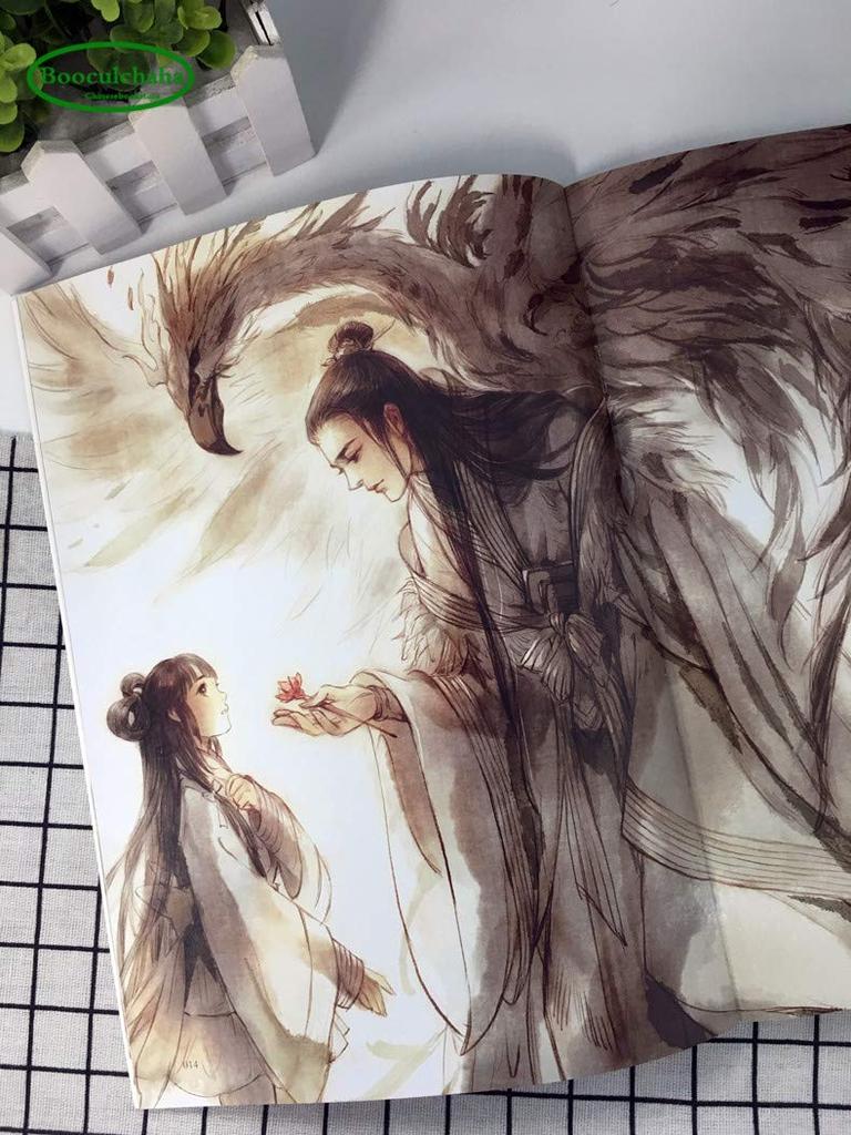 Chinese Aesthetic Ancient Style Line Drawing Book Colored Pencil Illustration Comic Path Sweep Flower 2-pack -