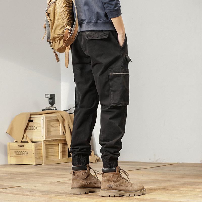 Men's New Retro American Outdoor Sports Leggings Overalls Versatile Elastic and Thin Trousers