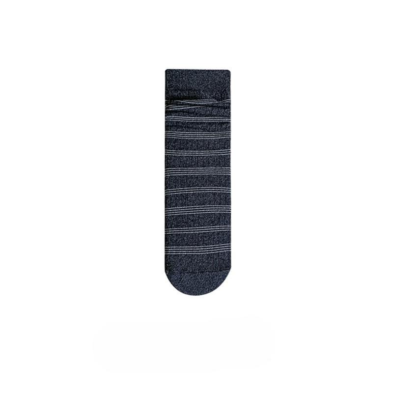Mid-calf Pile Socks for Girls' School Style, Fine Striped Basic Color-blocked Cotton Socks, Boneless Socks