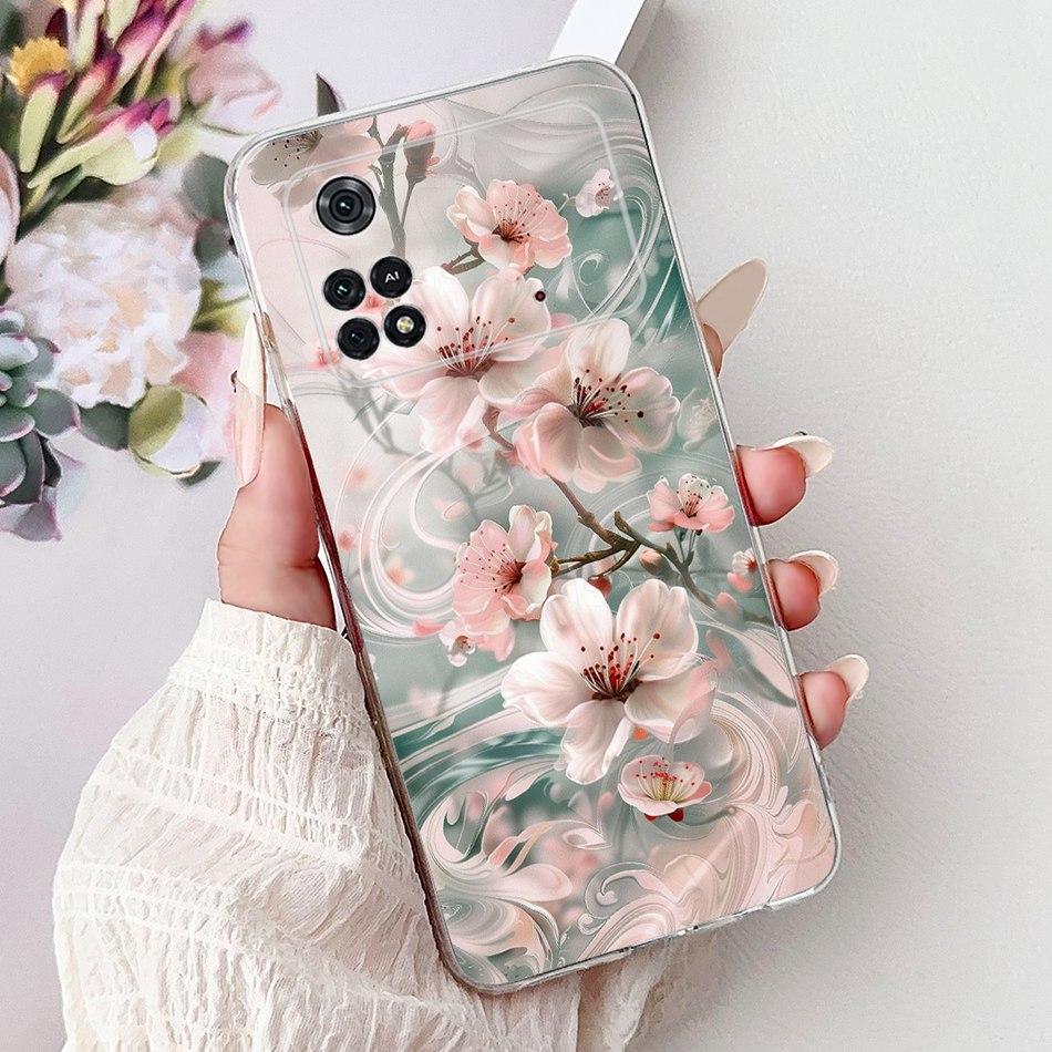 For Xiaomi Poco M4 Pro Elegant Floral Butterfly Phone Case For Xiaomi Poco M4 5G PocoM4 Pro 5G 4G Soft Silicone TPU Cases