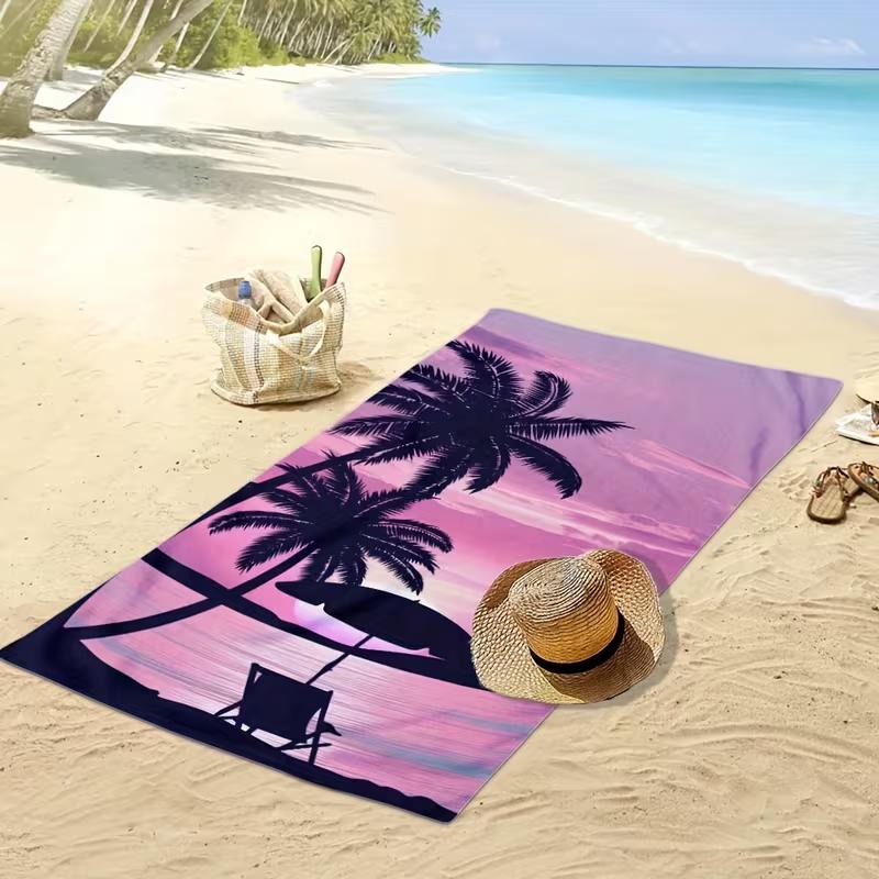 Starry Twilight Coconut Palm Tree Ocean View Beach Towel Lightweight Towel For Beach Travel Swimming Pool Camping Bath