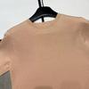 European Style Striped Knit Round Neck Short Sleeve Casual Top