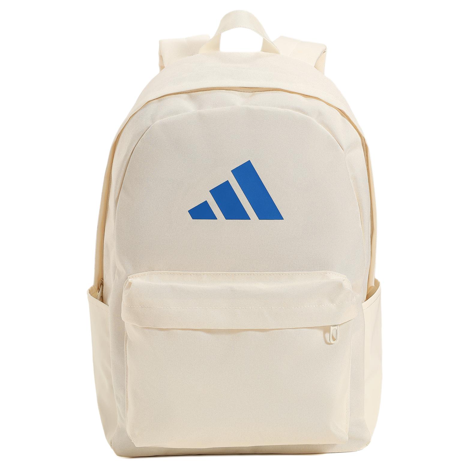 Adidas 27.5L Classic 3 Stripes Logo Zipper Closure Fabric Backpack Unisex Backpack Off-White KS9199 Ecru