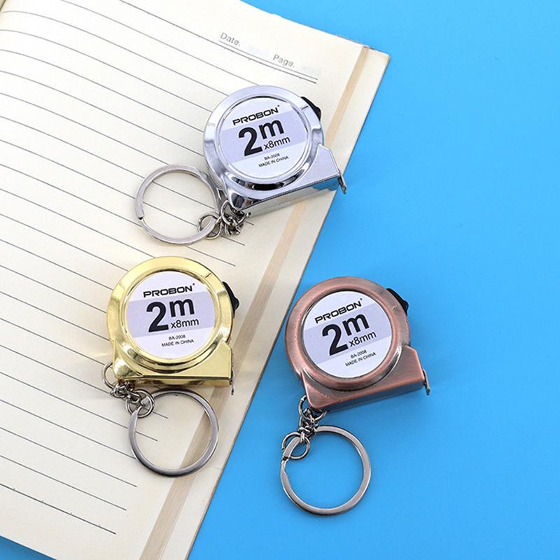 2M Mini Retractable Measuring Tape Portable Mild Steel Keychain Measuring Tool Body Measurement Tape JC004