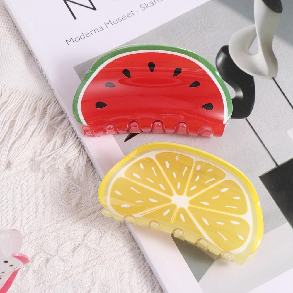 Holder Orange Hairgrips Srawberry Watermelon Fruits Hair Claw Women Shark Clip Korean Hair Clips