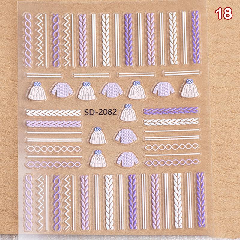Christmas Lovely Cartoon Bowknot Santa Claus Snowman Christmas Tree Elk Snowflake Nail Art Stickers Xmas Cute Manicure Decals