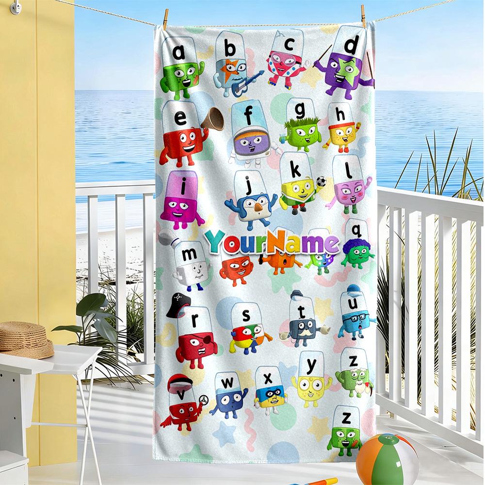 Numberblocks Personalized Text Beach Towel High Absorbency & Quick-Dry Perfect for Traveling Yoga Camping and Swimming