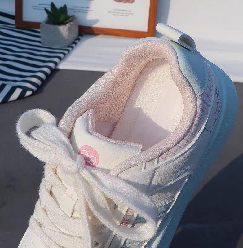 Women's White German Training Shoes - Thick 5cm Sole, Trendy Casual Sports Sneakers, Spring 2026